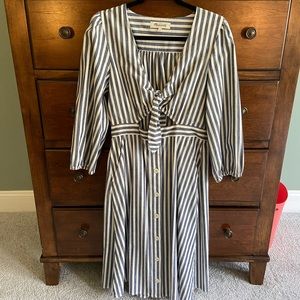Madewell Shimmer Stripe Cutout Midi Dress